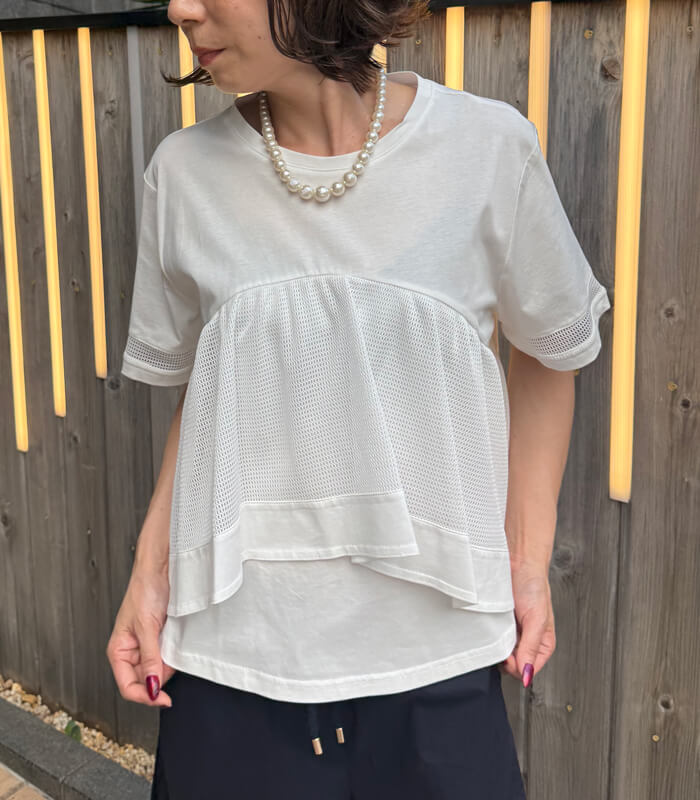 【SALE】【LUGIVA】メッシュ切り替えTシャツ■☆IT202690