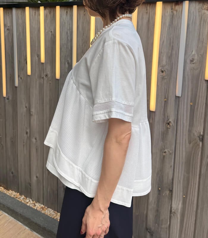 【SALE】【LUGIVA】メッシュ切り替えTシャツ■☆IT202690