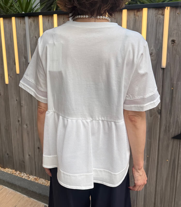 【SALE】【LUGIVA】メッシュ切り替えTシャツ■☆IT202690