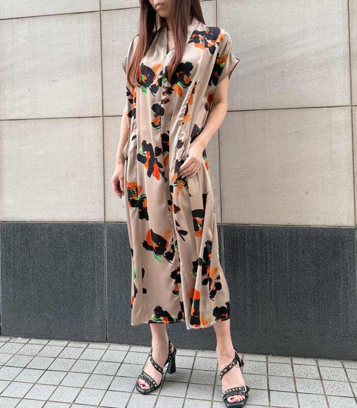 【PaulineBleu】アブストラクトフラワープリントワンピース★☆57000