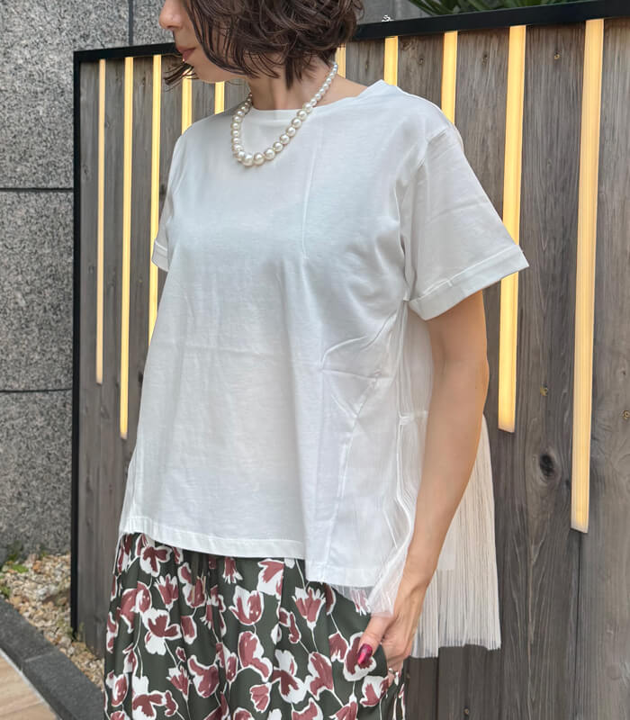 【SALE】【LUGIVA】チュールプリーツTシャツ■☆IT202691