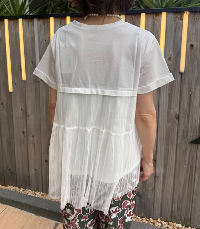 【SALE】【LUGIVA】チュールプリーツTシャツ■☆IT202691