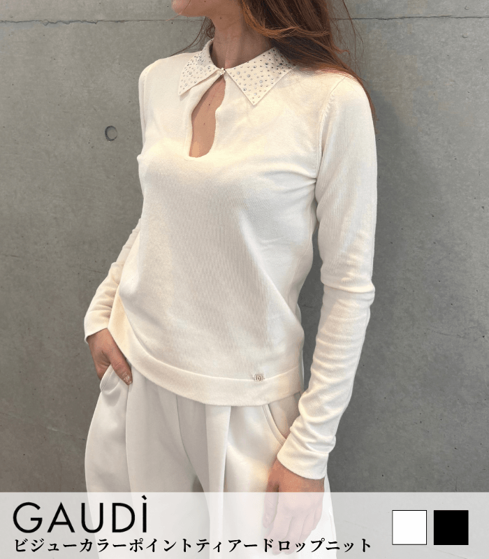 【GAUDI】ビジューカラーポイントティアードロップニット★IT621BD53056