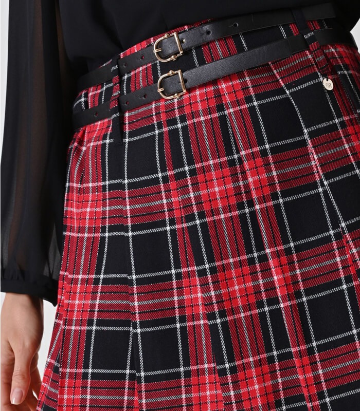 【SALE】【RINASCIMENTO】レッドルレックスチェックプリーツミニスカート▼ITRIN126465Z