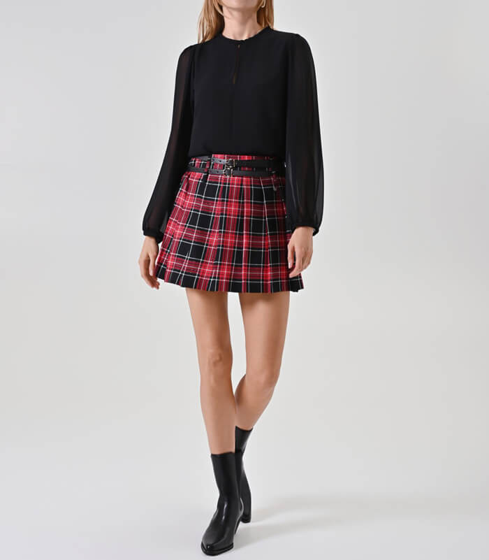 【SALE】【RINASCIMENTO】レッドルレックスチェックプリーツミニスカート▼ITRIN126465Z