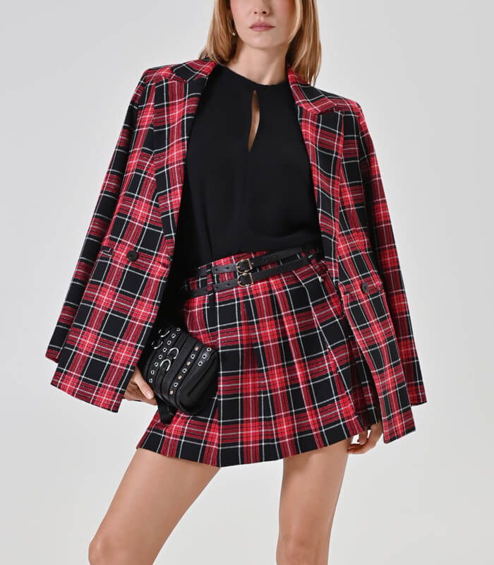 【SALE】【RINASCIMENTO】レッドルレックスチェックプリーツミニスカート▼ITRIN126465Z