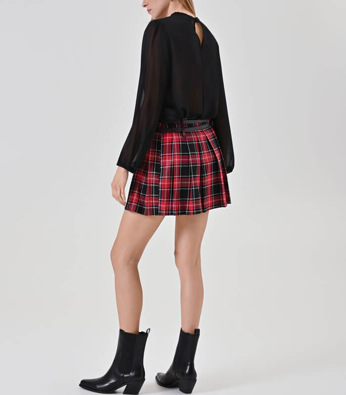 【SALE】【RINASCIMENTO】レッドルレックスチェックプリーツミニスカート▼ITRIN126465Z