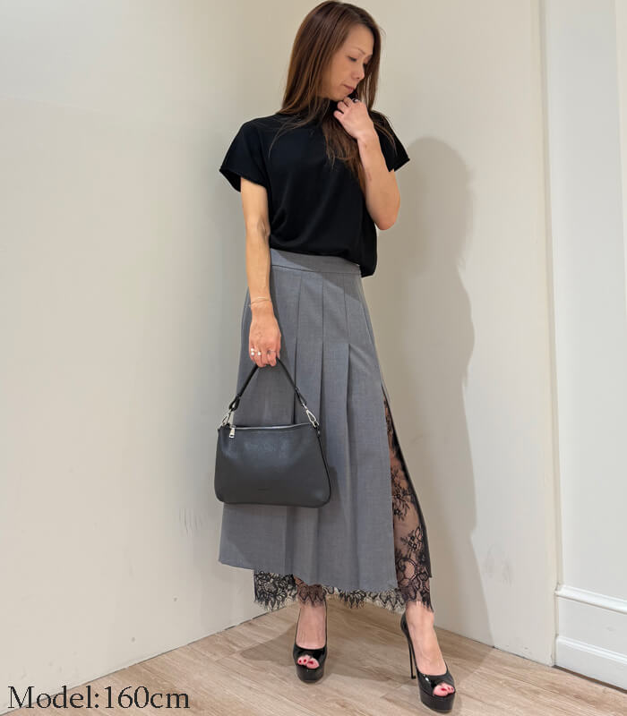 【RINASCIMENTO】サイドタックヘムレーススカート★ITRIN20039