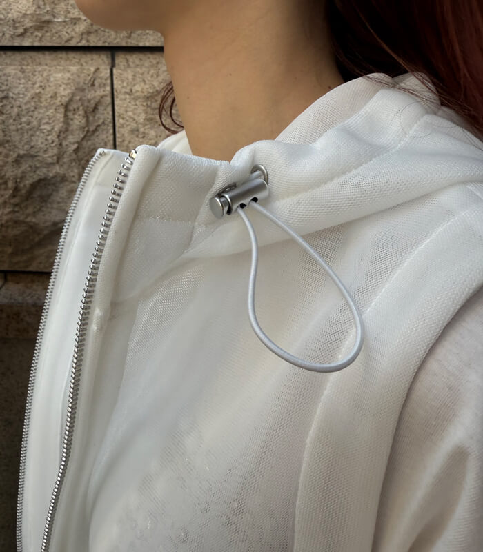 Monile フード付きベスト 　後ろチュールとバルーン　モニーレ　ダブルジップ MoNiLE】メッシュフーディーベスト☆700572 | WEAR,アウター | DESERT ROSE