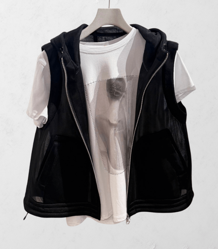 Monile フード付きベスト 　後ろチュールとバルーン　モニーレ　ダブルジップ Bodice - 63060 – Veni Infantino