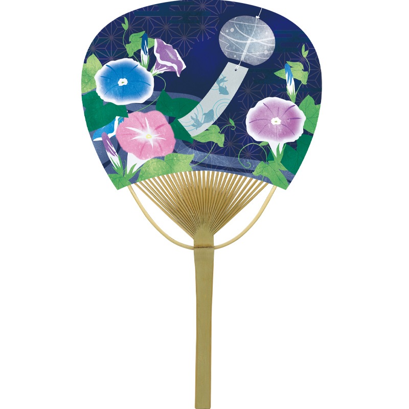 価格改定] 小竹うちわ 風鈴朝顔│既製品 名入れうちわ｜デザイン