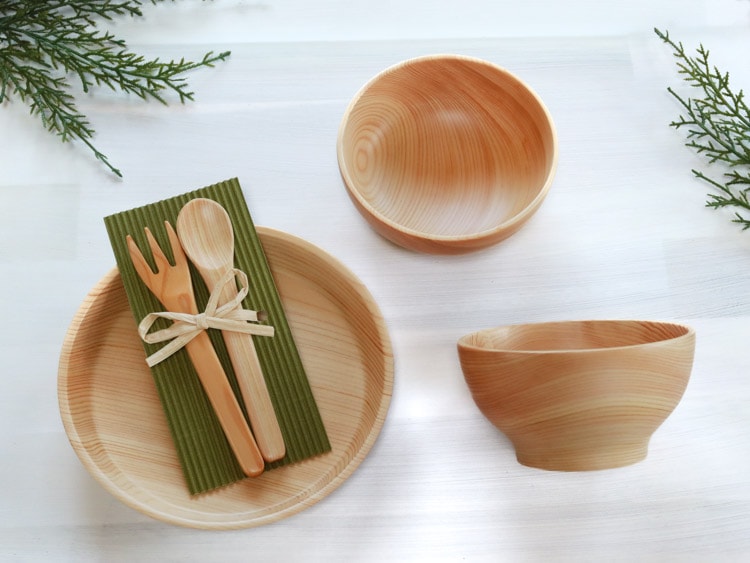 国産ひのきの赤ちゃん食器ギフト５点セット