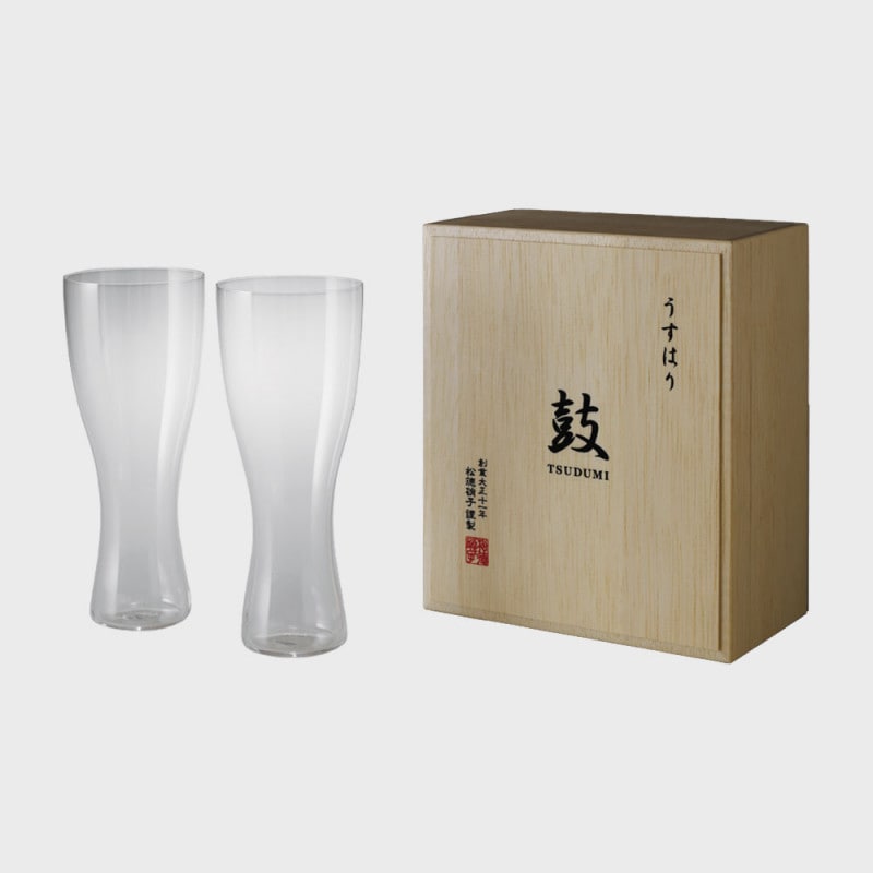 松徳硝子/うすはりグラス/ビールグラス(ピルスナー) 2個セット 木箱入-designshop 安心の正規輸入品 新品未使用★松徳硝子★うすはり★ビールグラス★ピルスナー★5個セット 食器