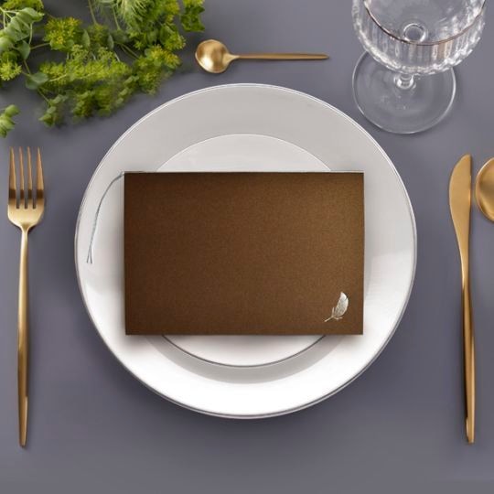 招待状【ウィング】チャコール　箔シルバー　横型