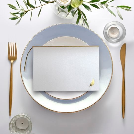 招待状【ウィング】パールアイボリー　箔ゴールド　横型