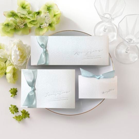 招待状【ノーブル】パールホワイト　箔シルバー