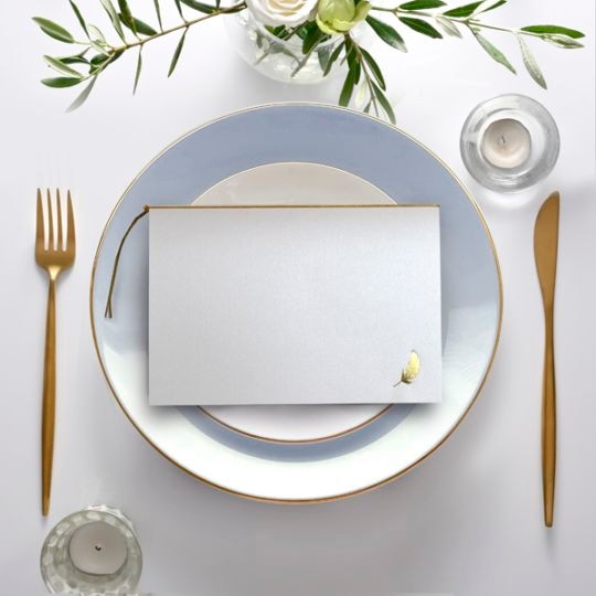 招待状【ウィング】パールアイボリー　箔ゴールド　横型