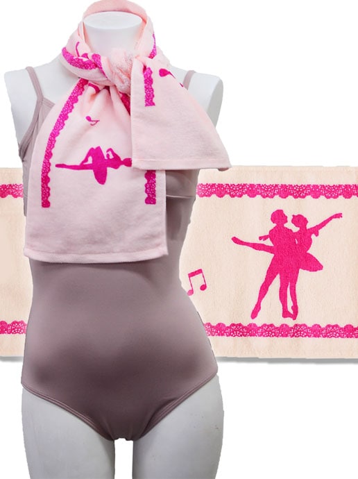 首にまいてレッスン♪汗をしっかり吸収☆DDオリジナル・マフラータオル