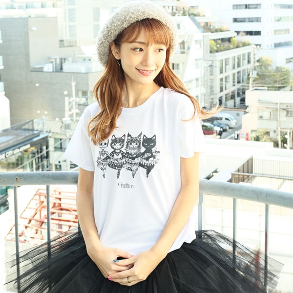 バレエイラストプリントTシャツ(18.クワトロキャッツ)