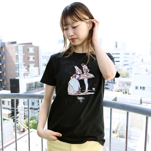 バレエイラストプリントTシャツ【ブラック】(4.お訊きなさい ジゼルハート)