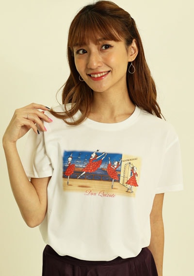 house on the hill バレリーナTシャツ　80 バレエイラストプリントTシャツ(11.キトリ)