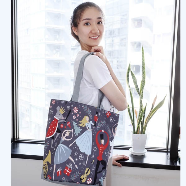 ジッパー付きバレエトートバッグ 【内ポケットにもジッパー付き♪】