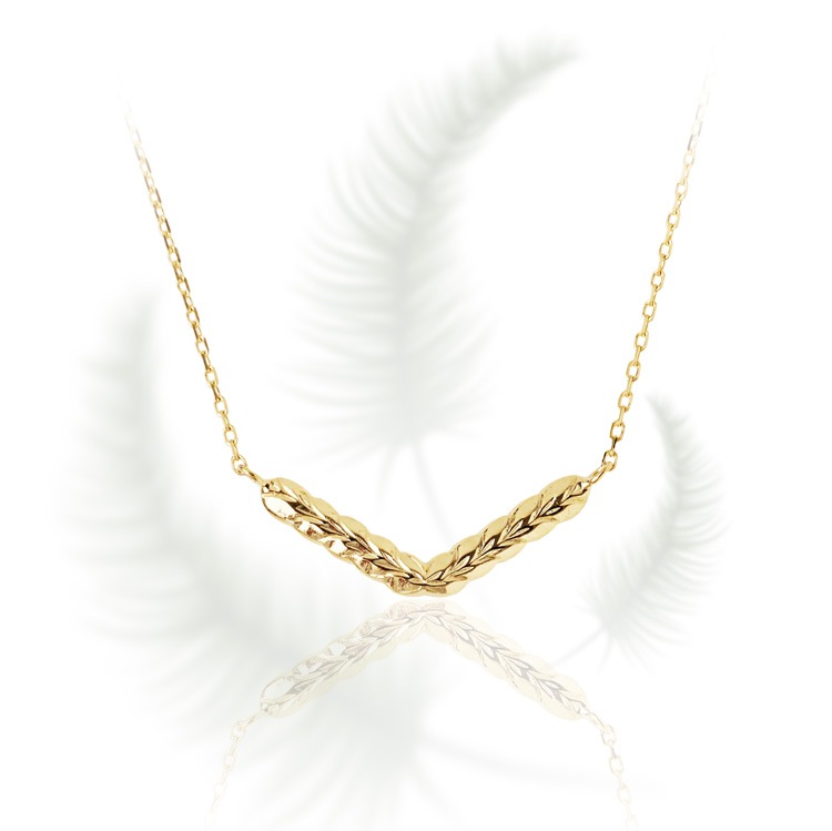 K18 Hawaiian Jewelry Maile V Bar Necklace（18金 ハワイアン