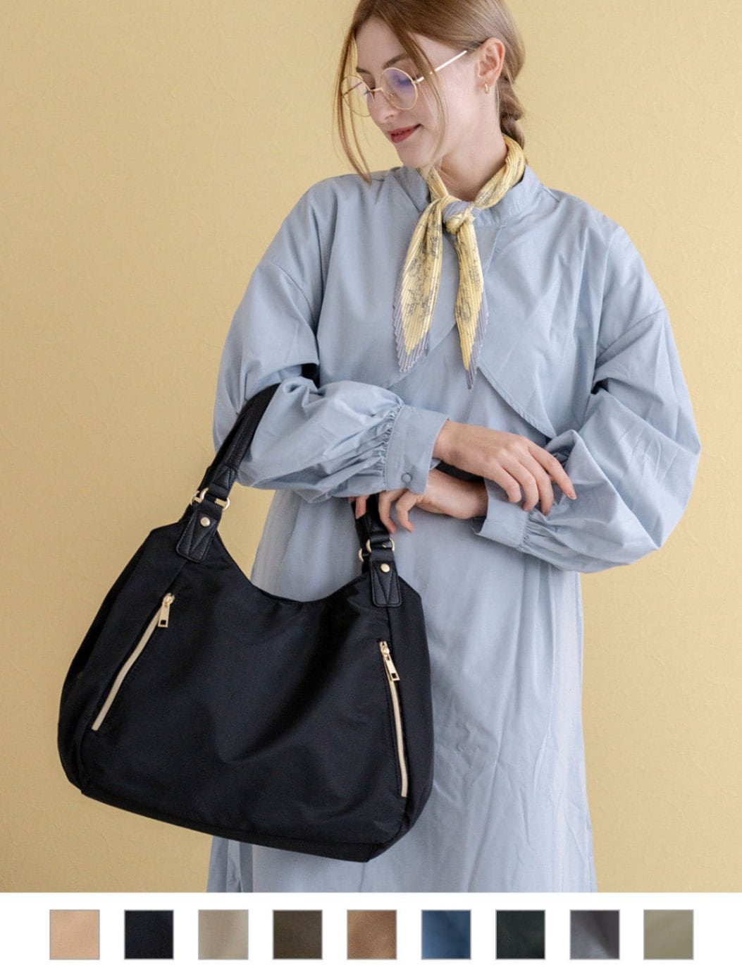 【 Rename 】 軽量ゴールドファスナーナイロントートバッグ レディース ユニセックス 上品 高級感 フォーマル RTN70043