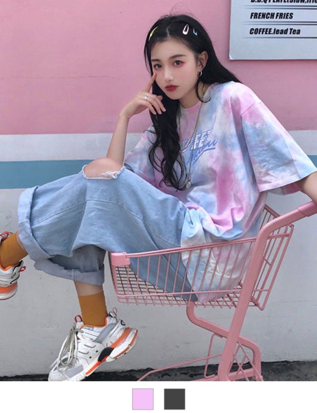 はな　　新品　タイダイTシャツ　パステルカラー　2セット WAN!SHOP】タイダイTシャツ 日本製【オリジナルイラスト】 | mani