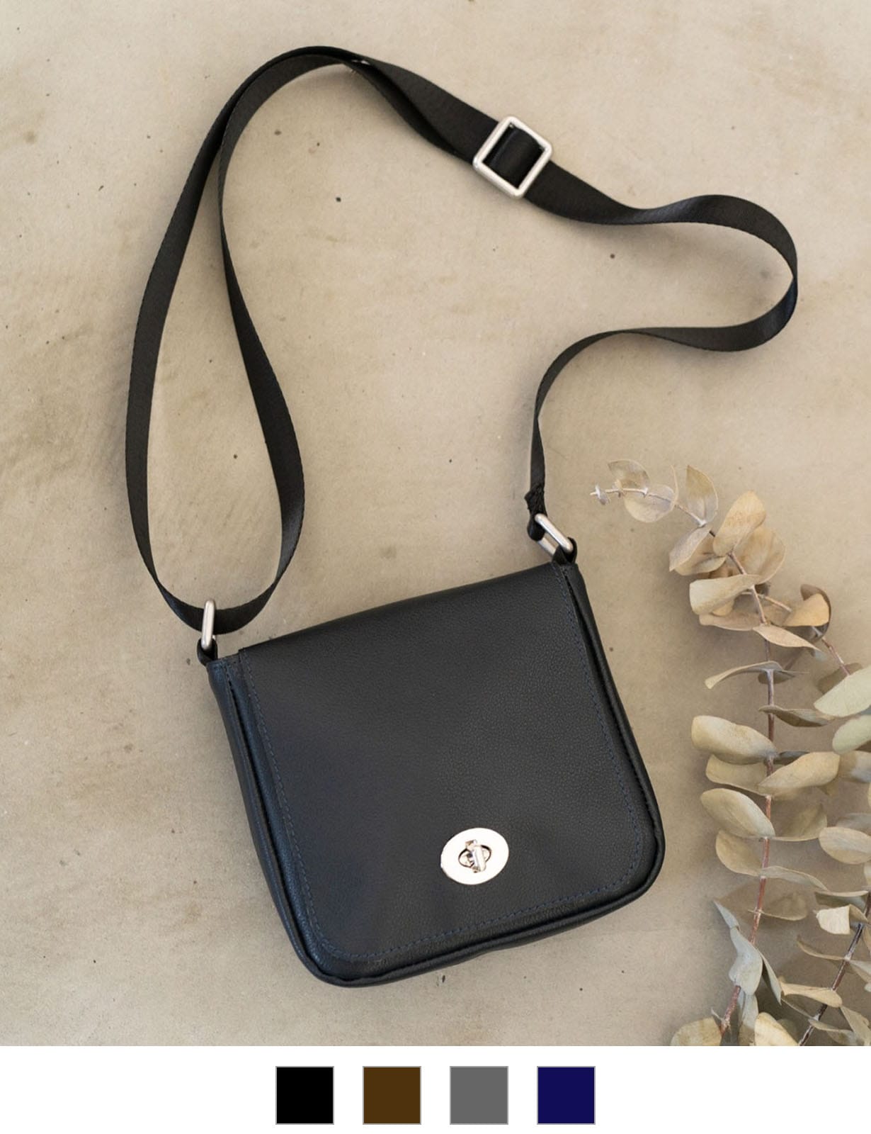 DEVICE＋ カウレザー フロントバックル ミニショルダーバッグ