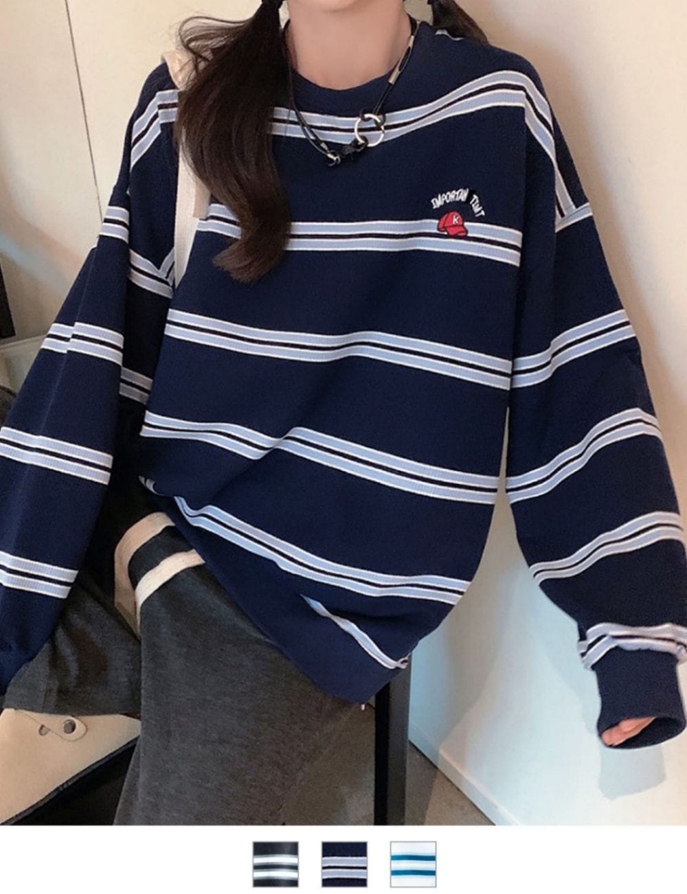 DEVICE select ビッグシルエット キャップロゴ ボーダー スウェット メンズ レディース ユニセックス