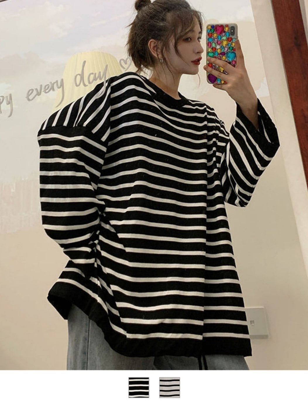 DEVICE select ボリュームスリーブ ビッグシルエット ボーダー スウェット メンズ レディース ユニセックス