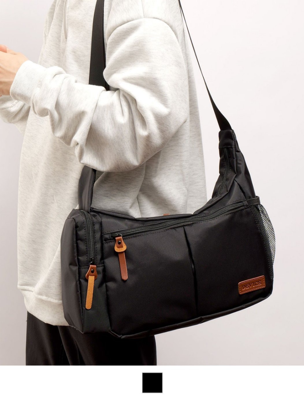 DEVICE フロントダブルポケット ナイロン ショルダーバッグ 斜めがけバッグ メンズ レディース