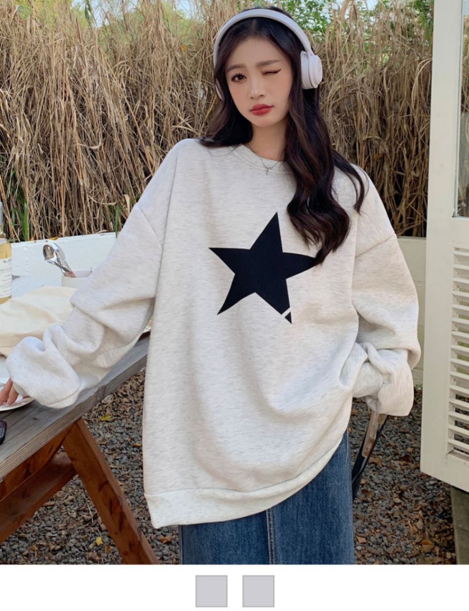 DEVICE select オーバーサイズ プルオーバー 星柄 スタープリント スウェット トレーナー ノームコア メンズ レディース