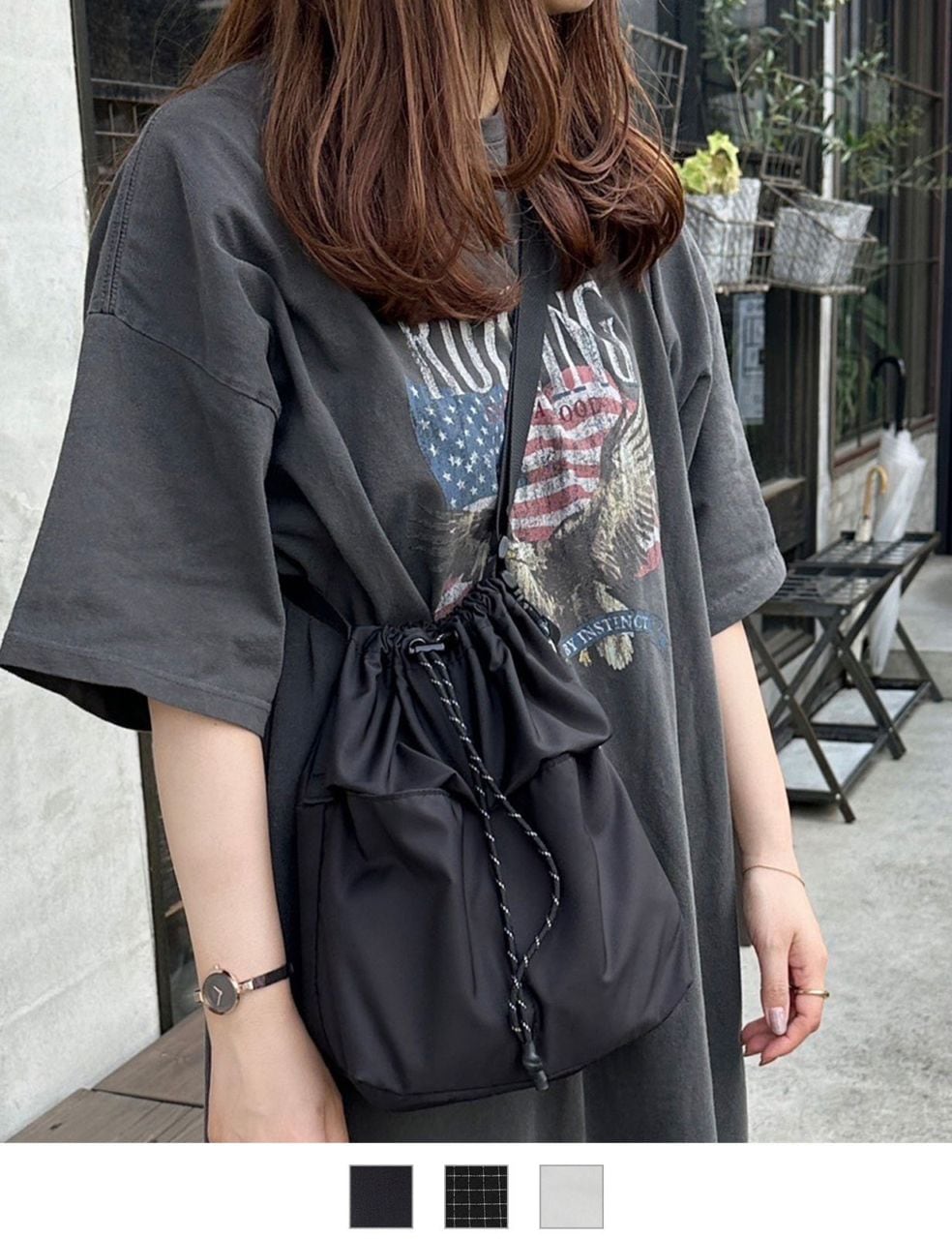 【 DEVICE × mikaコラボ 】 Rename カラビナ付き パラコード巾着 ナイロン ショルダーバッグ 巾着バッグ メンズ レディース