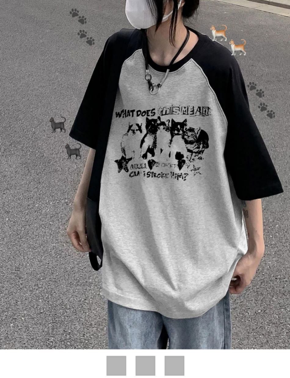 猫背のネイビーセゾン ラグラン Tシャツ 猫背のネイビーセゾンOfficial