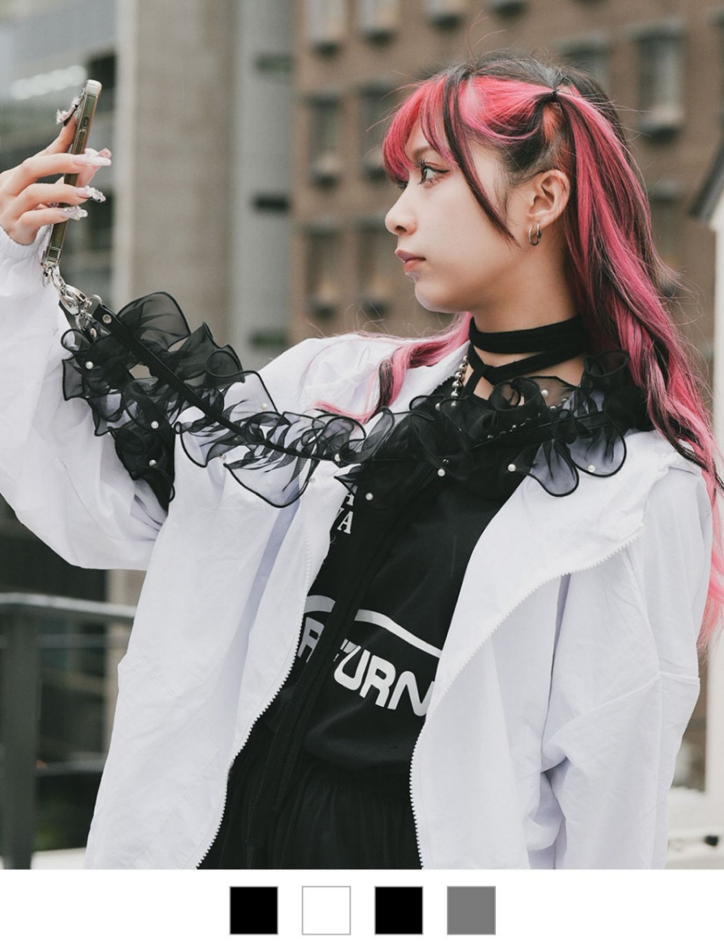 【 Rename 】 チュールフリル シアー スマホショルダー クロスボディストラップ マルチストラップ レディース ユニセックス 学生 旅行 ママ おしゃれ カジュアル RSN24023