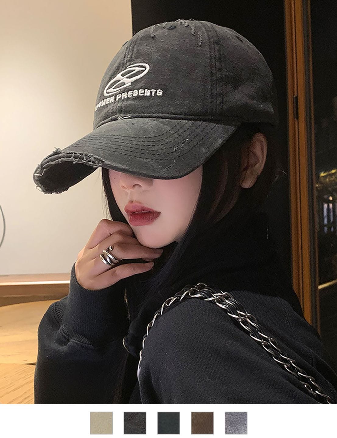 DEVICE select ダメージ ウォッシュ ピグメント 刺繍ロゴ キャップ ベースボール Y2K ストリート メンズ レディース