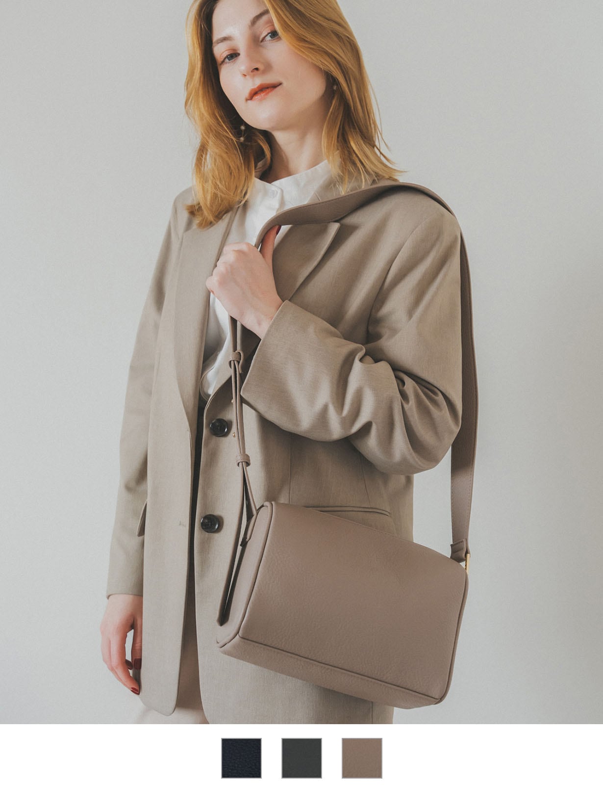 Rename フェイクレザー ボックス ショルダーバッグ