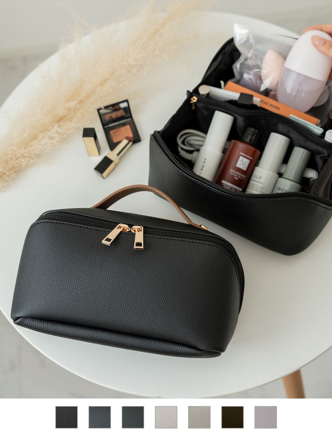 【 Rename 】 メイクポーチ レディース 大容量 多機能 フェイクレザー 上品 高級感 カジュアル オフィス ママ RPG23028