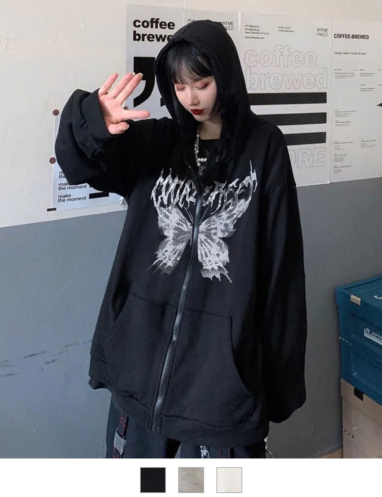 サイエンス バタフライ プリント パーカー 