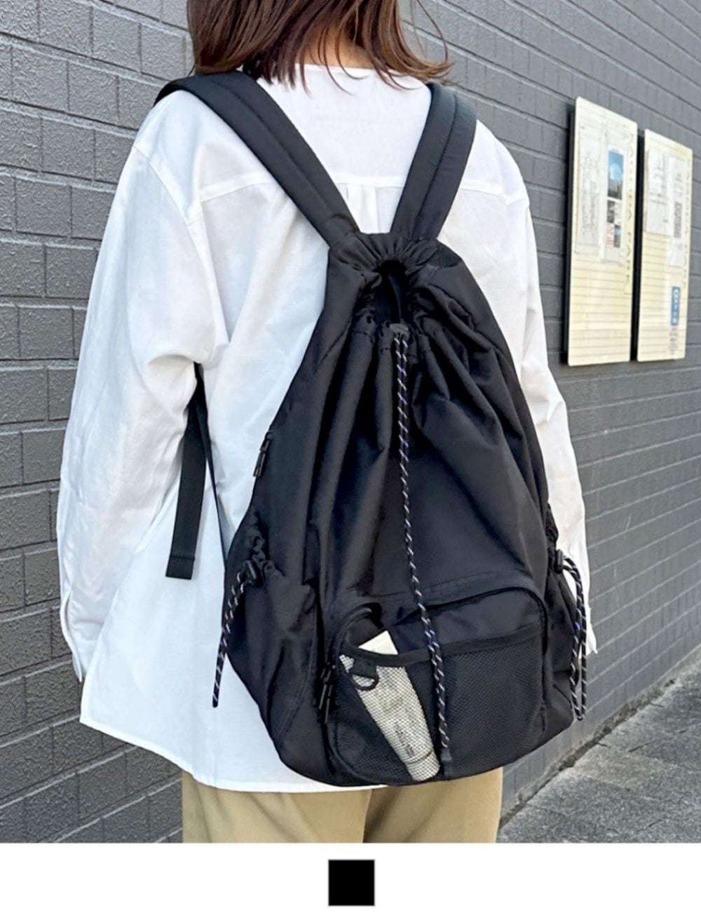 【 DEVICE × mikaコラボ 】 Rename ナイロン パラコード 巾着 ドロスト バックパック リュック メンズ レディース ユニセックス 学生 おしゃれ カジュアル 大容量 RRN25054