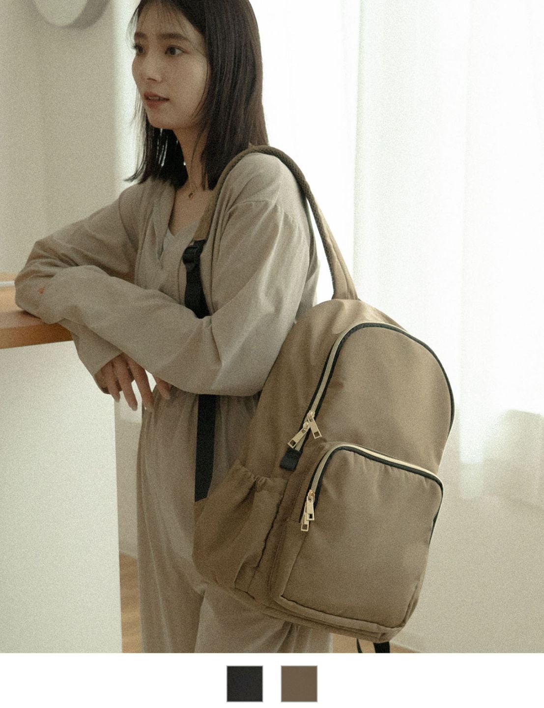 Rename ゴールドファスナーマルチポケット デイバッグ 