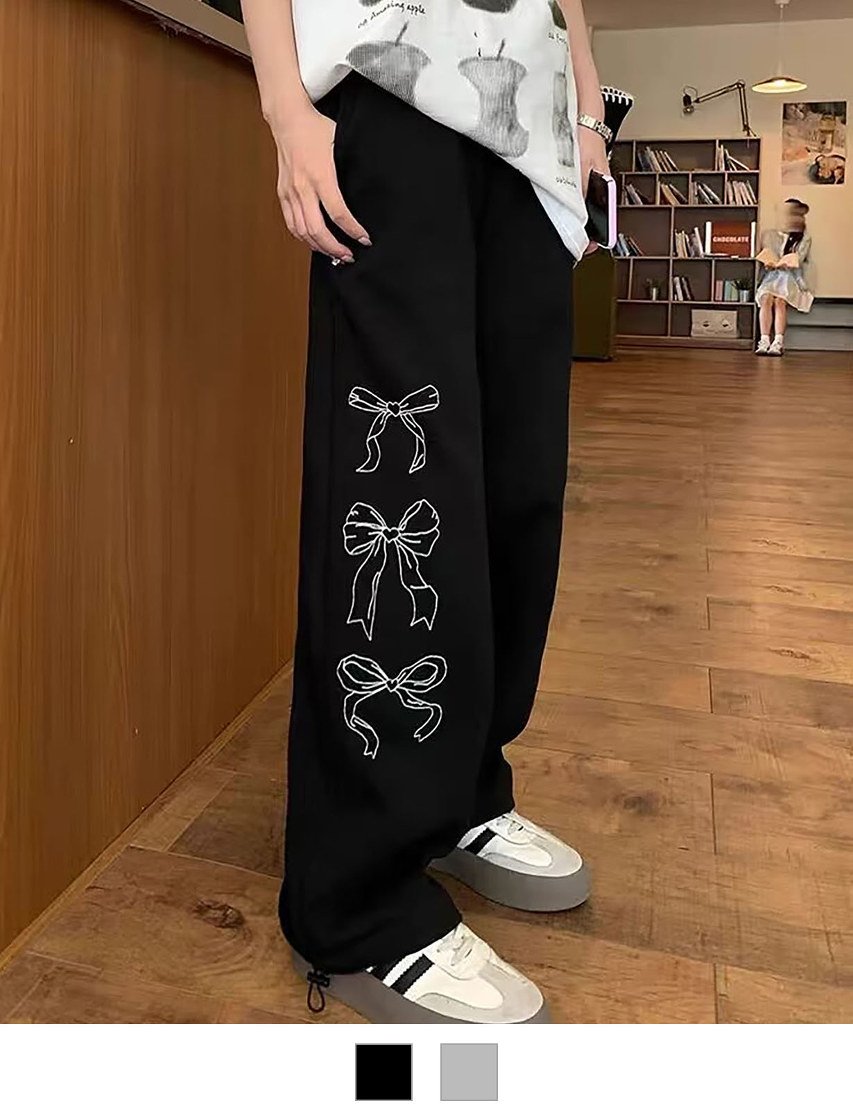 リボン グラフィック プリント スウェットパンツ 