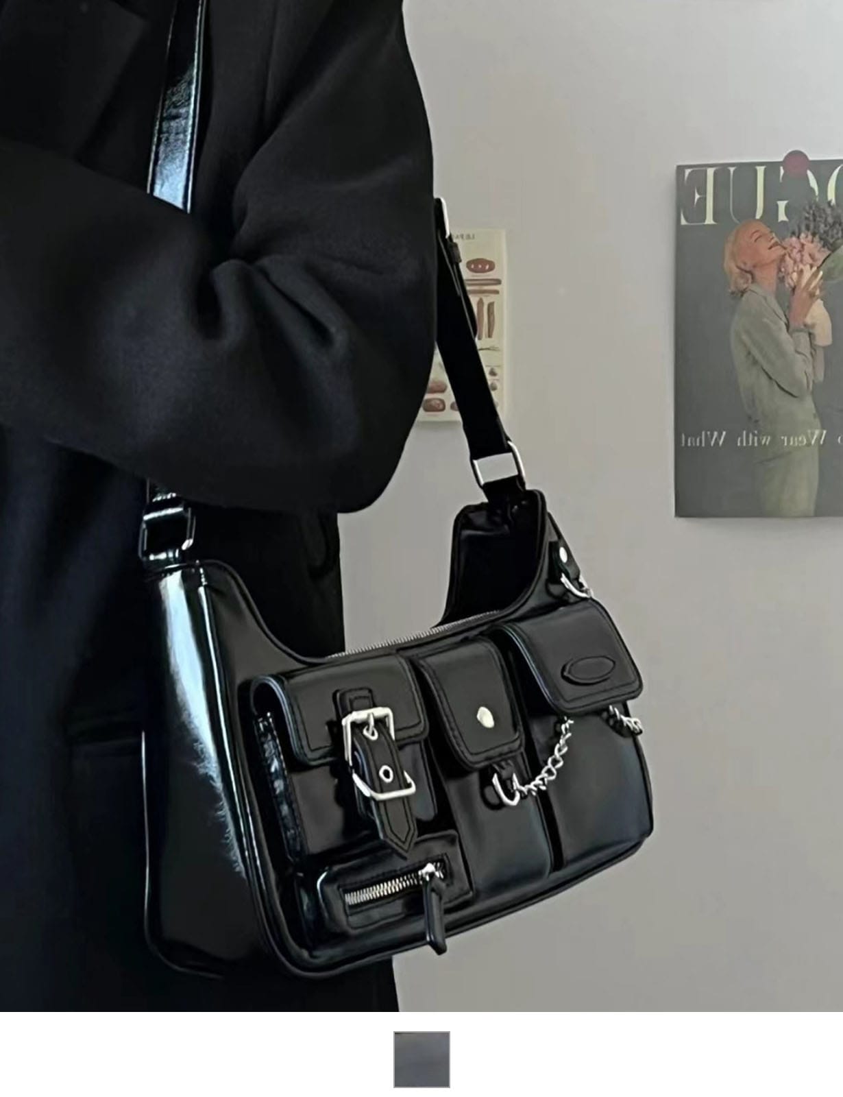 【 DEVICE select 】 マルチポケット チェーン ショルダーバッグ 肩掛けバッグ クロスバッグ レディース メンズ ユニセックス 韓国風 Y2K TA1208B