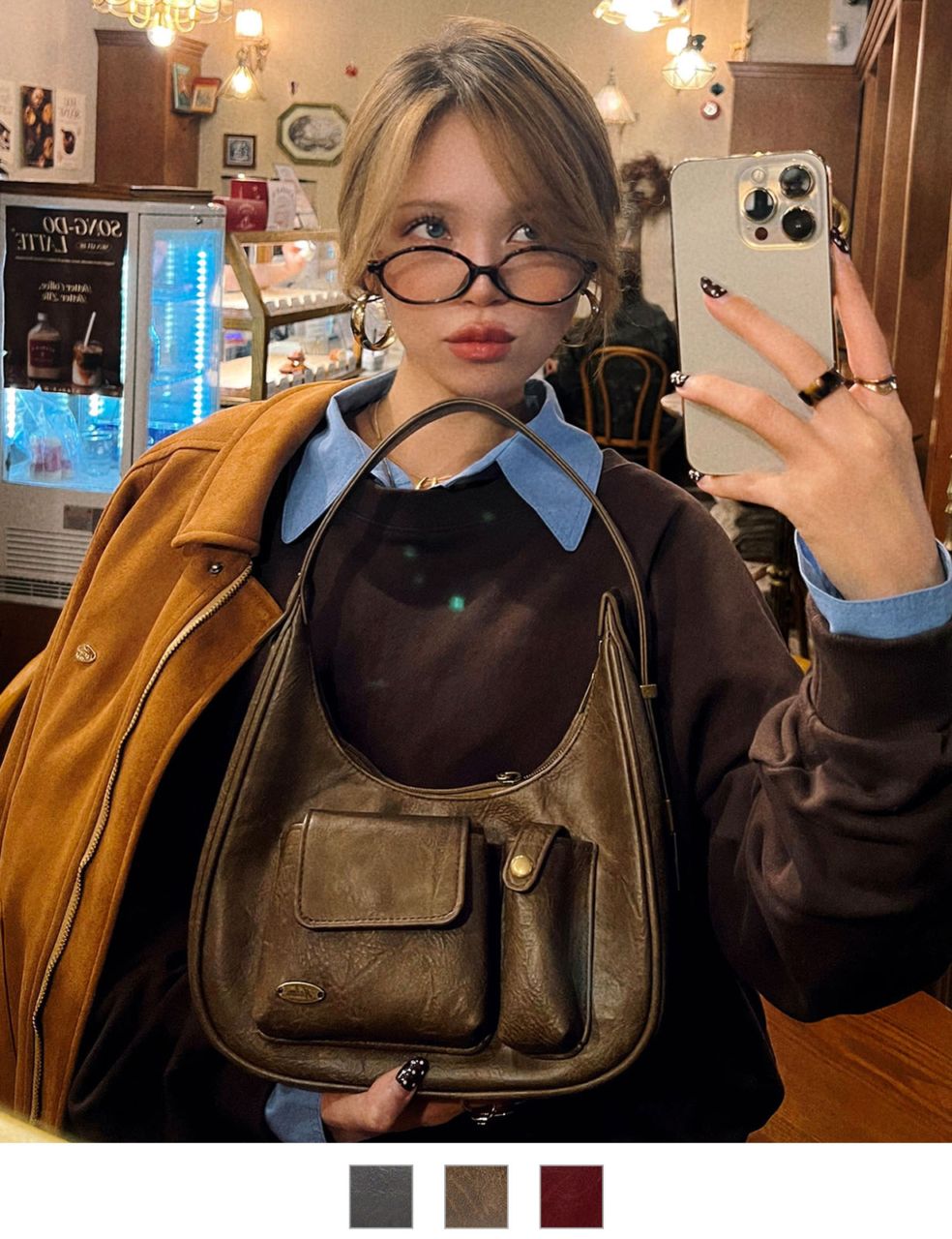 【 DEVICE × Nalm.コラボ 】 Rename アジャスター ワンハンドル ヴィンテージ ハンドバッグ(ミラー付き) メンズ レディース