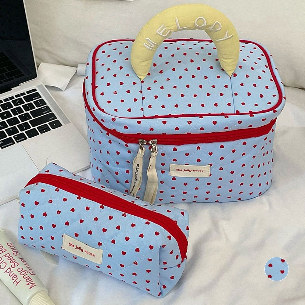 ハート キルティング マルチ メイクポーチ