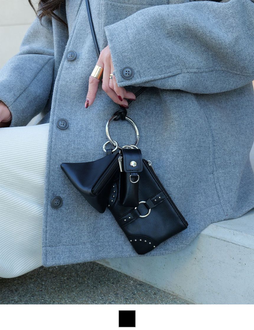 【 DEVICE GAL 】 3パーツ スタッズ カスタム ポーチ ストラップ リップケース付き クロスボディストラップ DSG25140