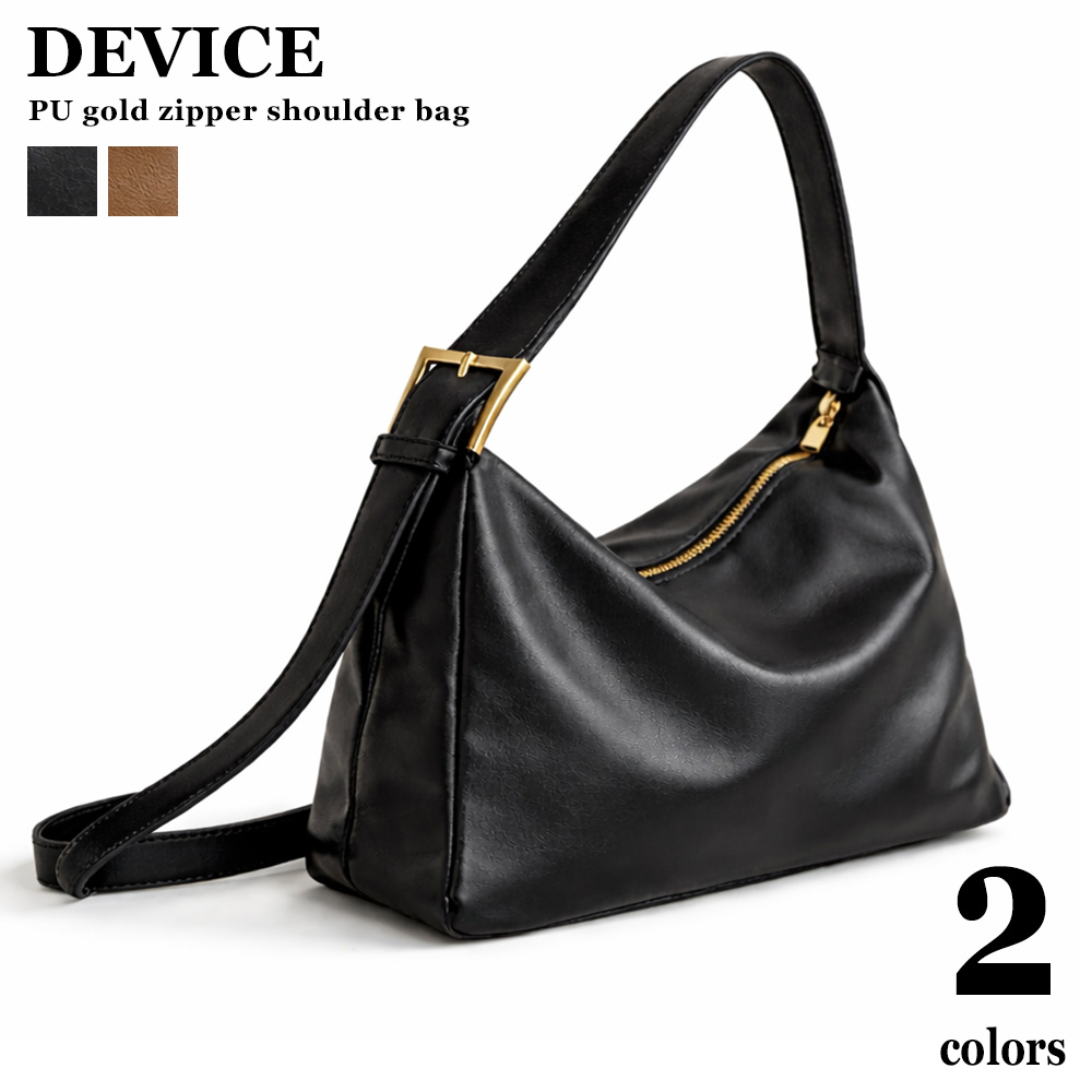 DEVICE PU ゴールドファスナー ショルダーバッグ