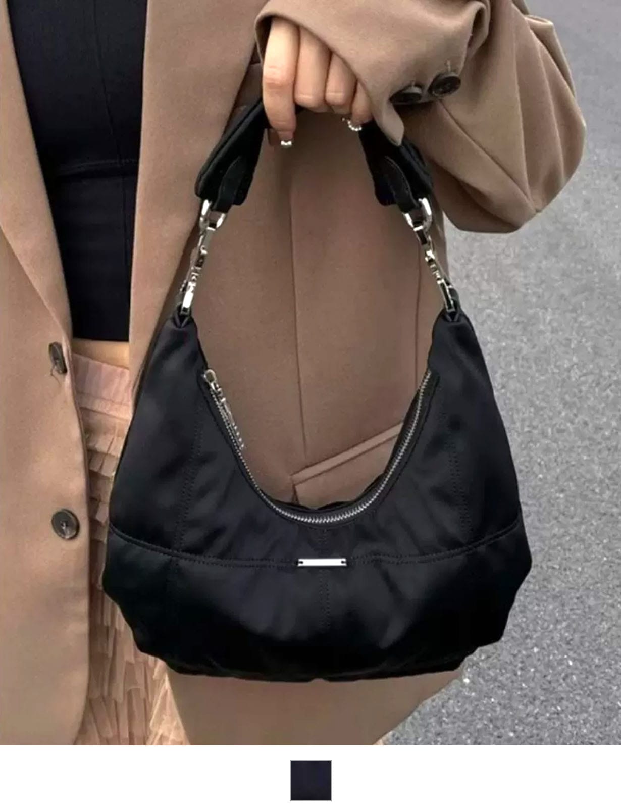 【 DEVICE select 】 ラウンド メタルパーツ 2way ショルダーバッグ ハンドバッグ 韓国ファッション ハーフムーン モード ストリート TA1534B